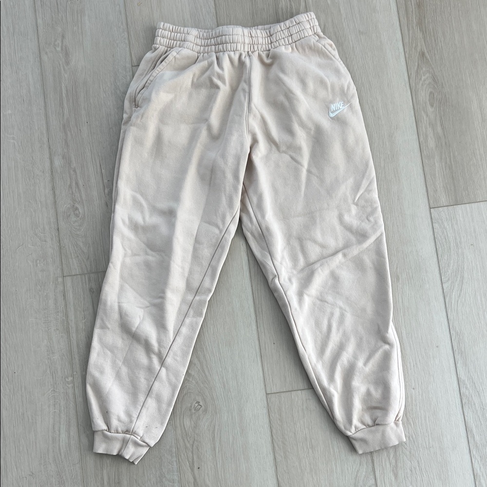 Nike Kids Light Beige Sweatpants with White Logo